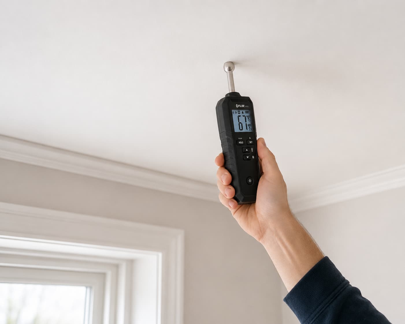 Moisture detector used to check damp building materials